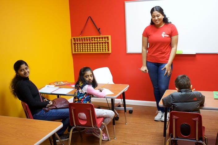 Students and teacher in the classroom at Genie Academy Plainsboro